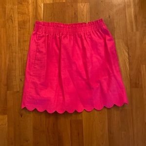 J Crew | Hot Pink‎ Pencil Skirt with Scalloped Hem